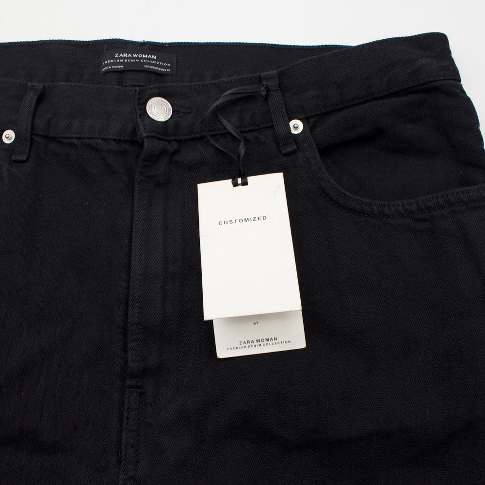 LAST PAIR!! ZARA WOMAN HIGH RISE FRINGED JEANS - Picture 6 of 8